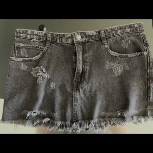 Free People Black Denim Skirt